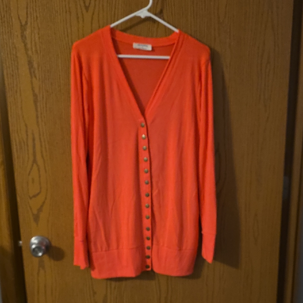 Zenana Outfitters Vibrant Orange Cardigan NWOT